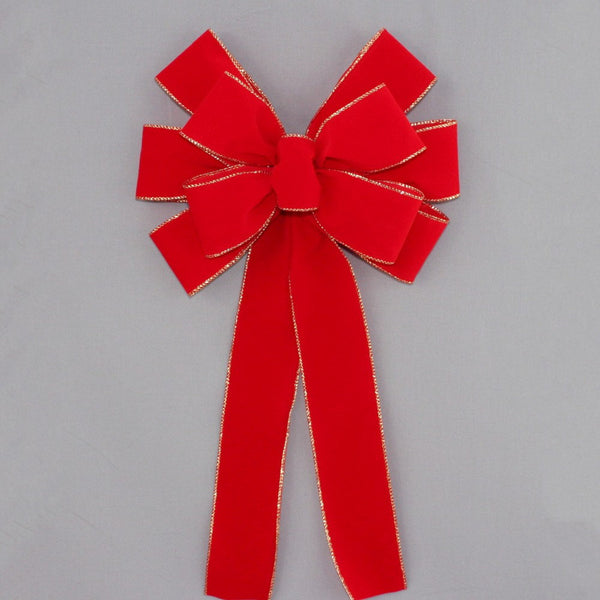 Red Ribbed Satin Wired Edge Christmas Bow - Package Perfect Bows