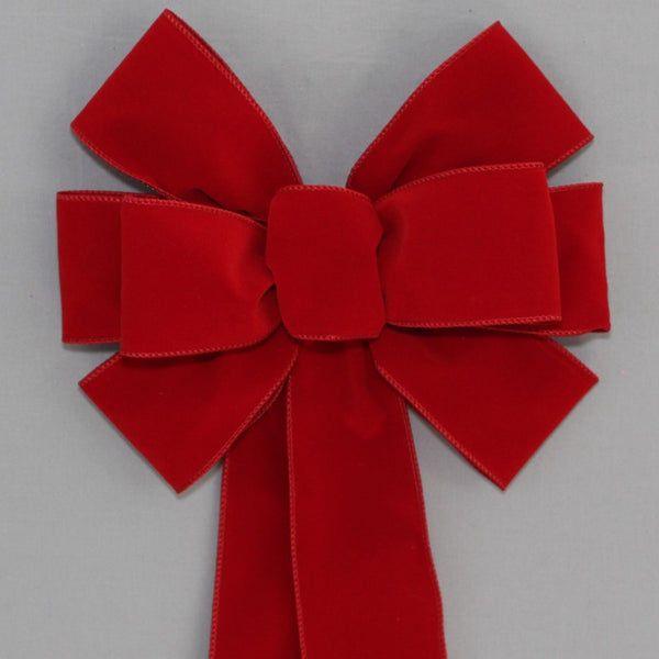 Red Velvet White Snowy Wire Edge Christmas Bow - Package Perfect Bows