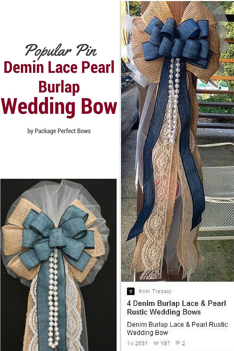 Popular Wedding Lace Burlap Wedding Bow on Pinterest - Package Perfect Bows