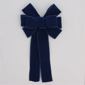 Navy Blue Velvet Wire Edge Christmas Bow