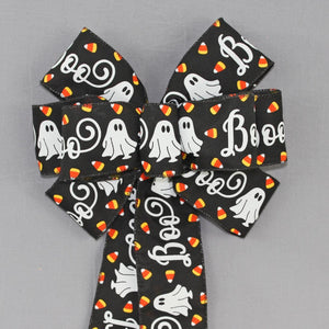 Halloween Candy Corn Boo Ghost Bow - Halloween Wreath Bow, Halloween Decorations