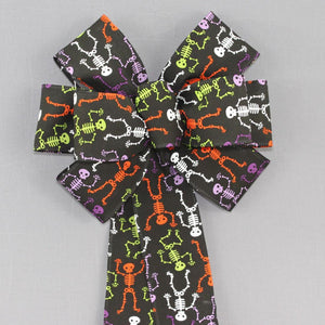 Halloween Skeletons Wreath Bow - Halloween Wreath Bow, Halloween Decorations