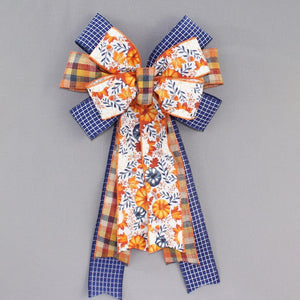 Fall Pumpkins Plaid Wreath Bow - Pumpkins Wreath Bow, Fall Wreath Bow, Fall Decorations, Thanksgiving Decor