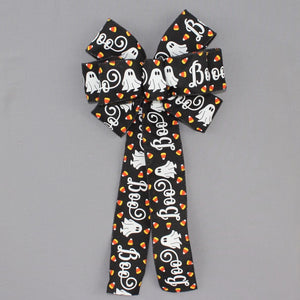 Halloween Candy Corn Boo Ghost Bow - Halloween Wreath Bow, Halloween Decorations