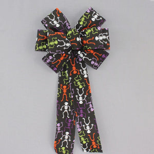 Halloween Skeletons Wreath Bow - Halloween Wreath Bow, Halloween Decorations