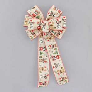 Christmas Dogs Wreath Bow - Christmas Wreath Bow, Christmas Decorations