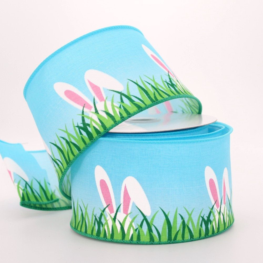 2.5 Peeking Bunny Ears Easter Wired Ribbon (10 yards)