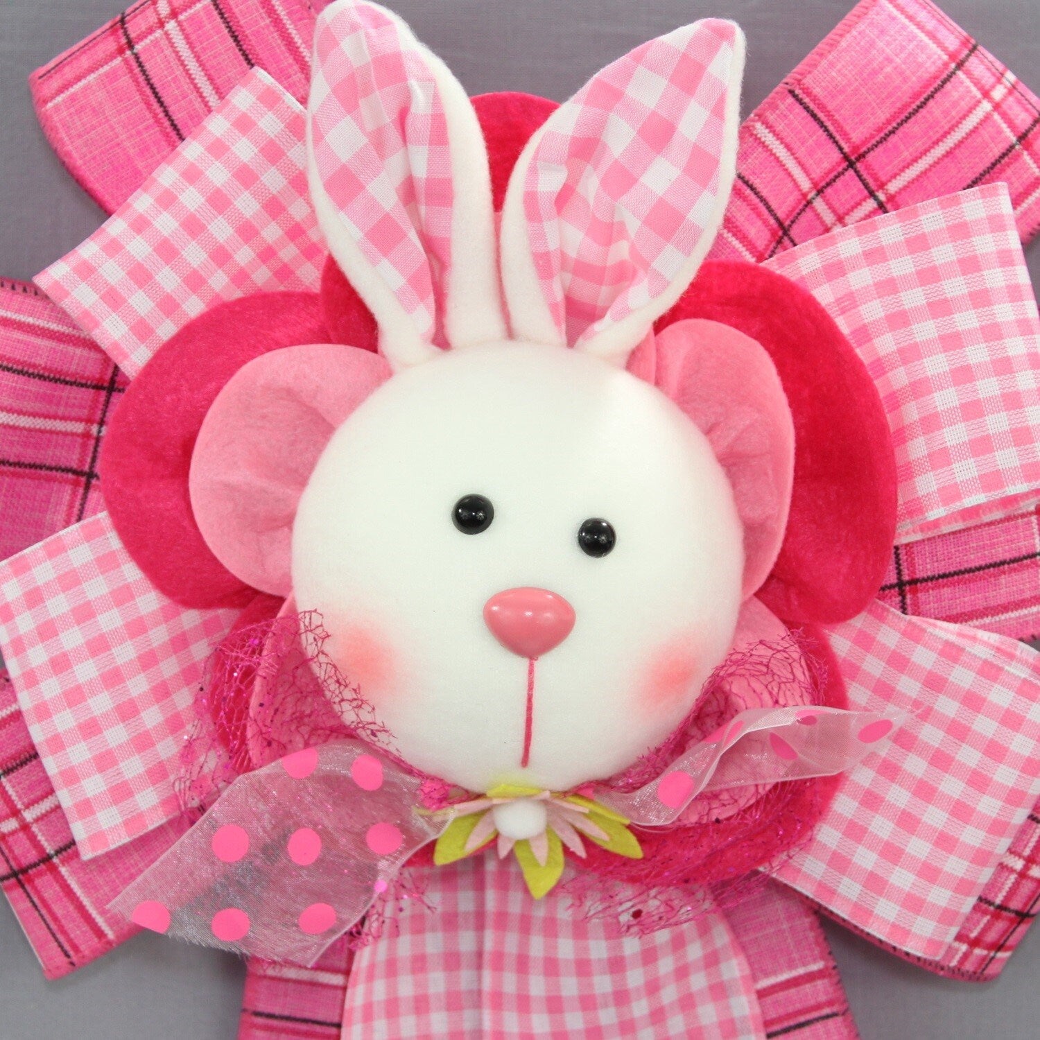 Festive Easter Bunny Plaid Wreath Bow - Package Perfect Bows