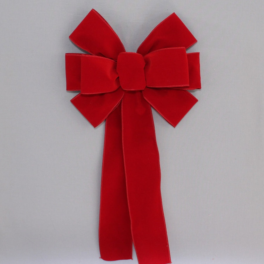 Christmas Large Bows 23“*11”, Gold Wired Red Velvet Bows for