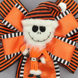 Jack Skellington Halloween Wreath Bow 