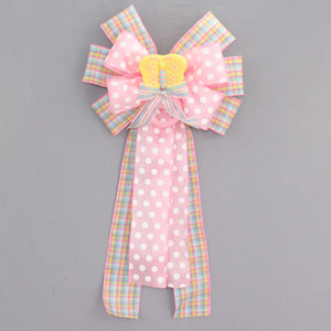 Butterfly Rattle Dot Plaid Baby Shower Bow - Baby Shower Bow, Baby Hospital Decoration, Baby Wreath Bow