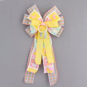 Baby Blocks Ring Rattle Gingham Baby Shower Wreath Bow- Baby Shower Bow, Baby Hospital Decoration, Baby Wreath Bow