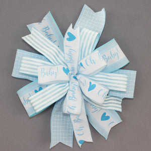 Baby Boy Blue Wreath Bow - Baby Wreath Bow, Blue Wreath Bow, Baby Shower Decorations