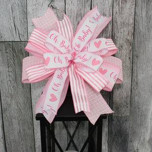 Baby Girl Pink Wreath Bow - Baby Wreath Bow, Pink Wreath Bow, Baby Shower Decorations